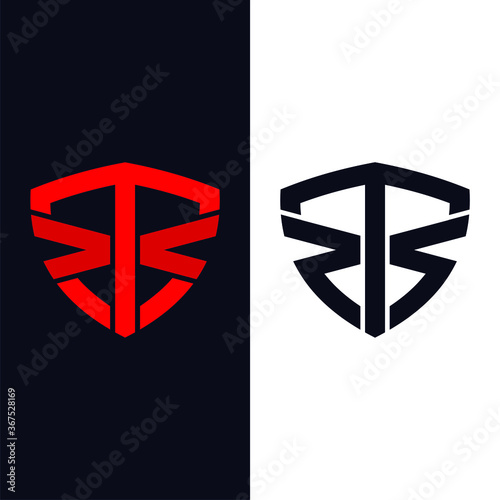 Initial letter TX, XT, RTS logo template with shield illustration in flat design monogram symbol photo