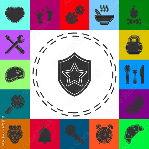 vector security shield with star emblem- protection and safety sign, shield icon