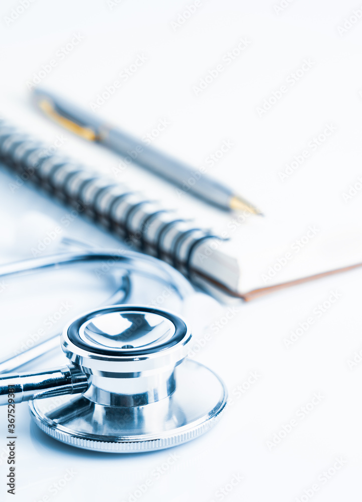 Medical stethoscope with blank notepad Medical stethoscope with blank notepad