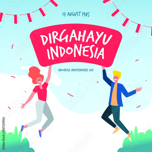 Dirgahayu Indonesia 17 august indonesia independence day. For Social Media. Independence Tamplate. 75 tahun