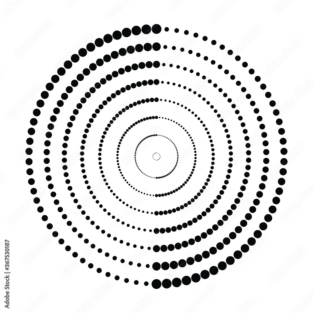 Halftone dots in circle form. round logo . vector dotted frame . design element