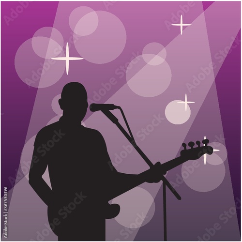 silhouette of a singer with a guitar