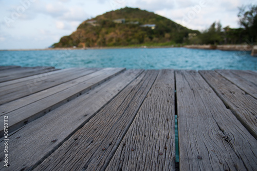 wooden pier on a tropical island