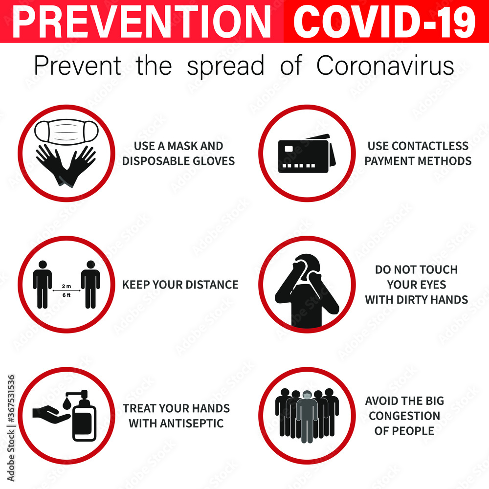 Infographics of coronavirus prevention banner template. Wash your hands, do not touch your face, disinfect and stay at home. Outbreak of influenza, the risk to the health of the population, covid-19. 