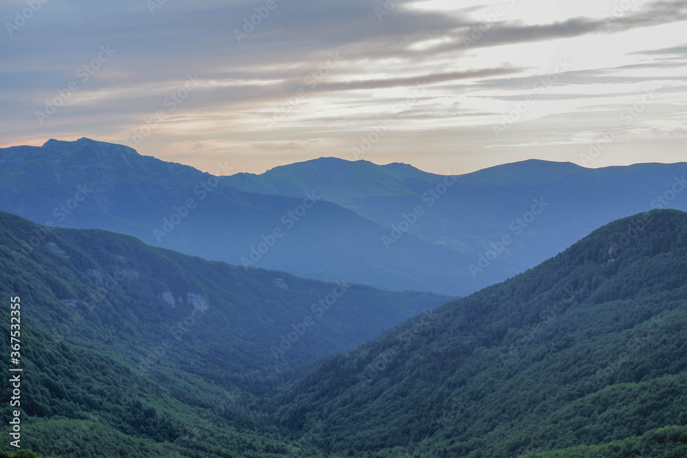 Obraz premium a landscape in sunrise in the mountains