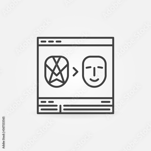 Deepfake Online Video vector concept icon or symbol in thin line style