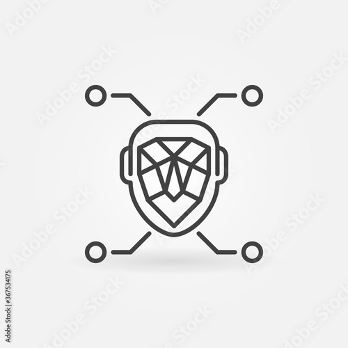 Face Recognition or Detection linear vector concept icon or logo element
