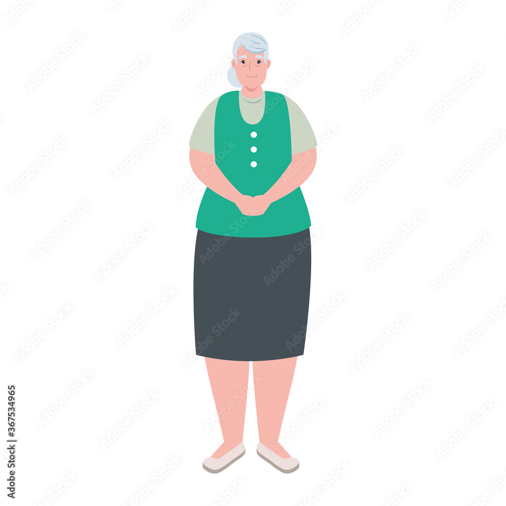 cute old woman standing, grandmother standing on white background vector illustration design cute old woman standing, grandmother standing on white background vector illustration design