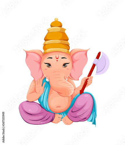 Lord Ganesha, idol in traditional Indian clothes