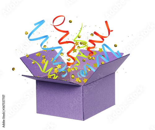 Opened cardboard box with r...