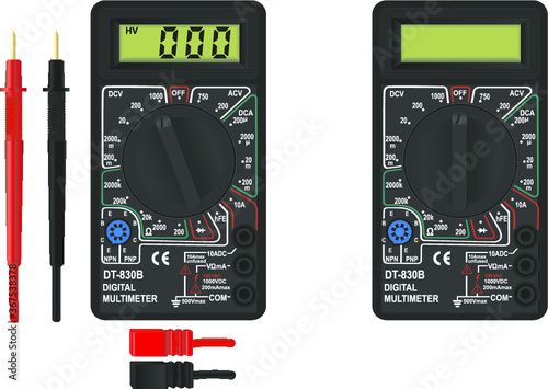 DT830B Digital Multimeter. Vector illustration.