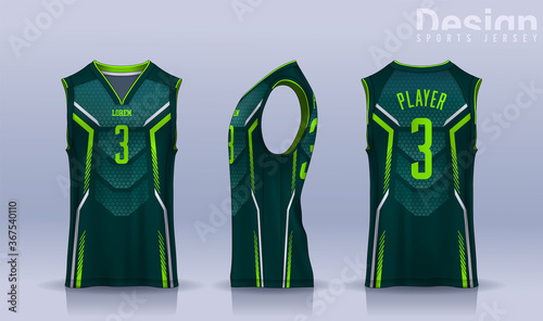 Basketball tank top design template, Sport jersey mockup. uniform front , side and back view.