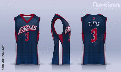 Basketball tank top design template, Sport jersey mockup. uniform front , side and back view.