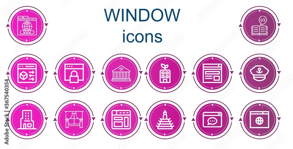 Editable 14 window icons for web and mobile Editable 14 window icons for web and mobile