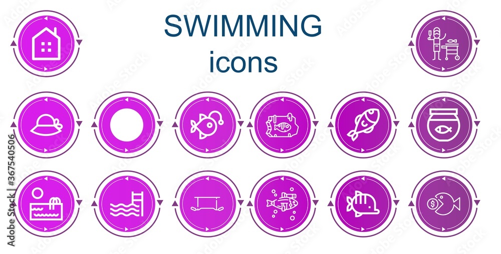 Editable 14 swimming icons for web and mobile Editable 14 swimming icons for web and mobile