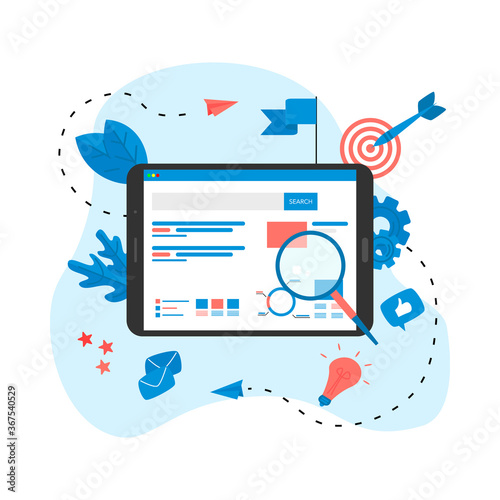  Web template. Search engine result pag vector, Page showing search results of a query, web search concept on smartphone