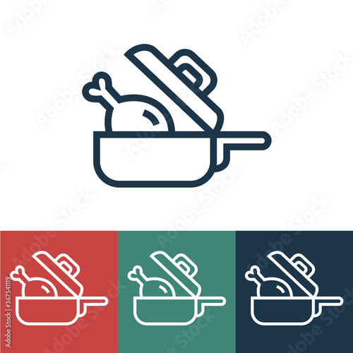 Linear vector icon with boiled chicken