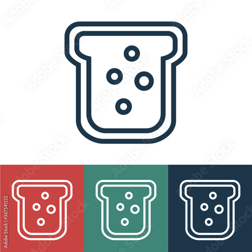 Linear vector icon with piece of bread