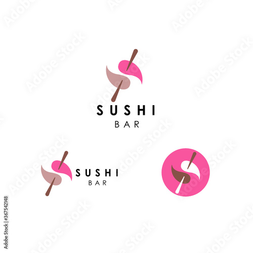 diseño de Logo restaurant sushi bar salmón

