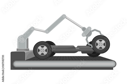 Wallpaper Mural Robotic Arm Assembling Car Body as Auto Production Process Vector Illustration Torontodigital.ca