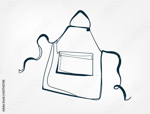 apron vector one line art isolated illustration