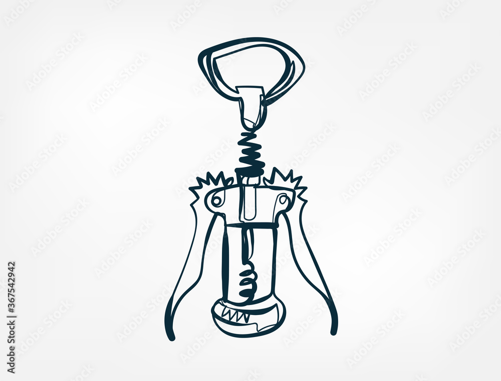 corkscrew vector one line art isolated illustration corkscrew vector one line art isolated illustration