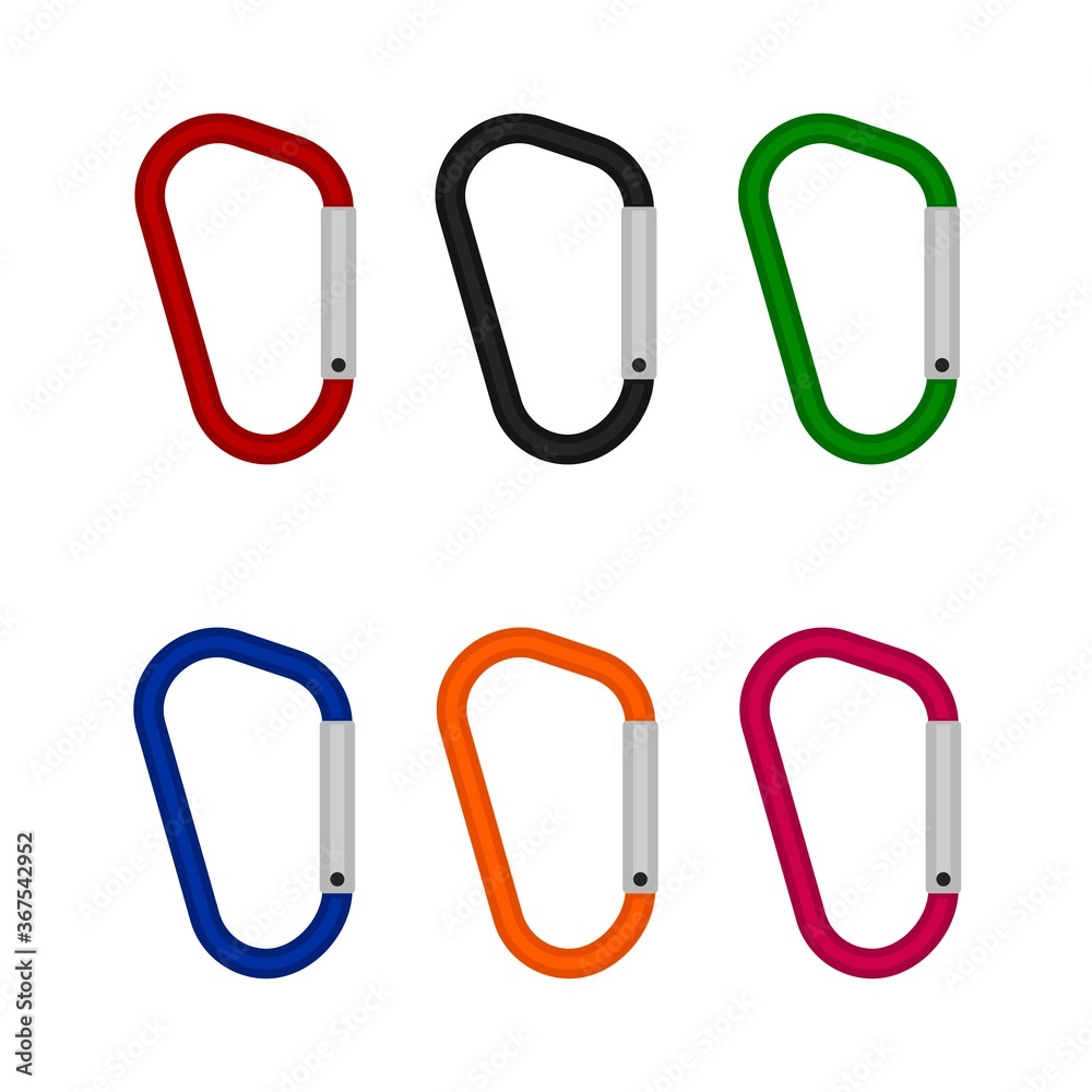 Colorful Carabiner set icon isolated on white background. Vector illustration Colorful Carabiner set icon isolated on white background. Vector illustration