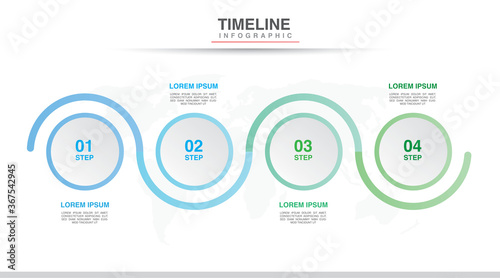 Timeline infographic design circle options. Business concept with 4 steps. Can be used for workflow layout, diagram, annual report, web design. Vector business template for presentation.