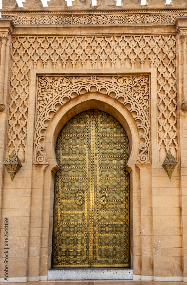 Moroccan style door at the Mohammed V mausoleum in Rabat Morocco, Africa