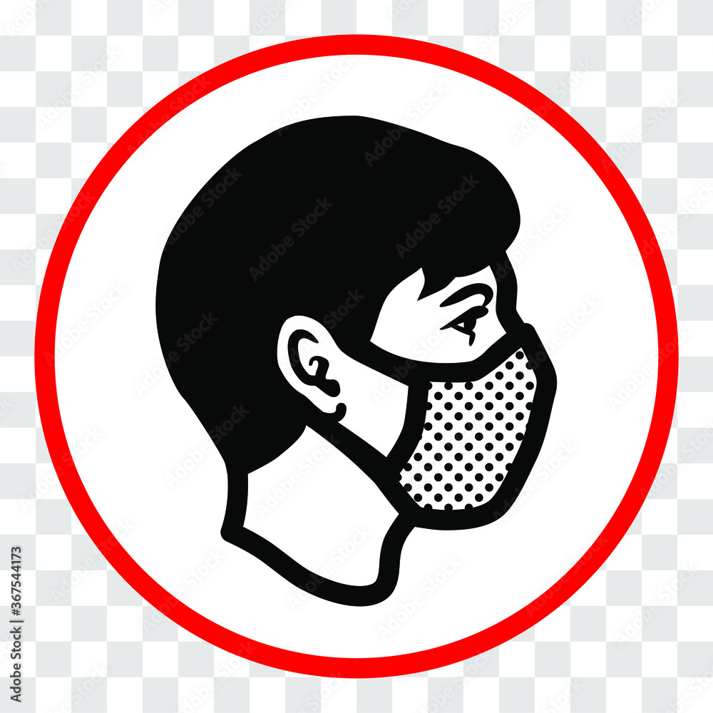 Fototapeta ‘Please wear a face mask’ symbol; human face with mask in a