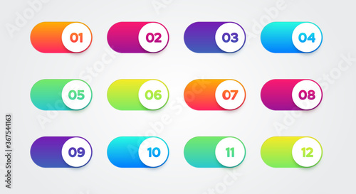 Vector Illustration Colorful Switch Set. Buttons With Numbers.