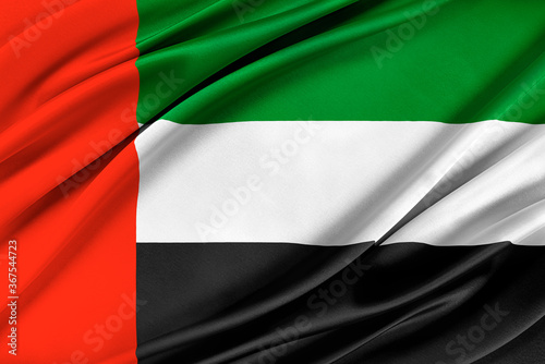 Free Download Colorful United Arab Emirates flag waving in the wind. 3D illustration. - GFXLoad