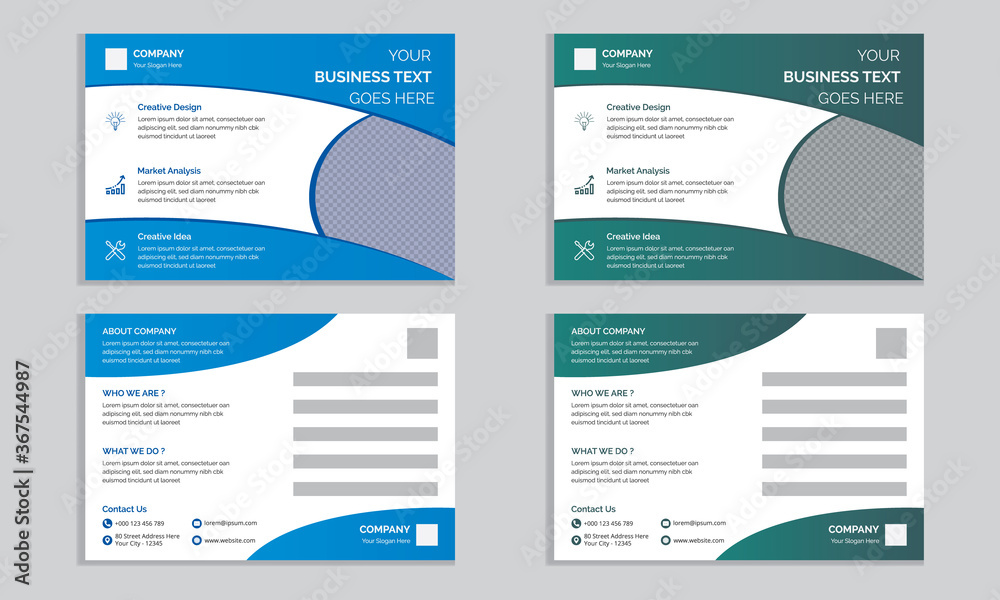 Postcard Design Vector Template, Set Template Design For Social Media, Web Banners, Background, Presentation, Brochure, Book Cover Layout And Flyers.