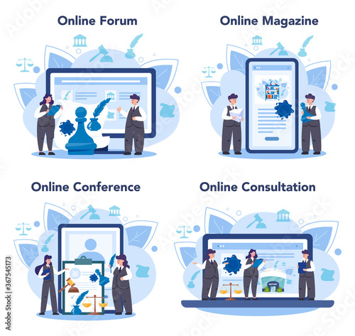 Notary service online service or platform set. Professional lawyer