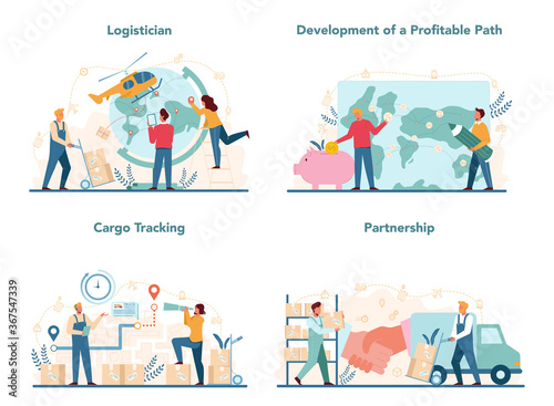 Logistic and delivery service concept set. Idea of transportation