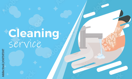 Cleaning service banner. Housework poster - Vector illustration