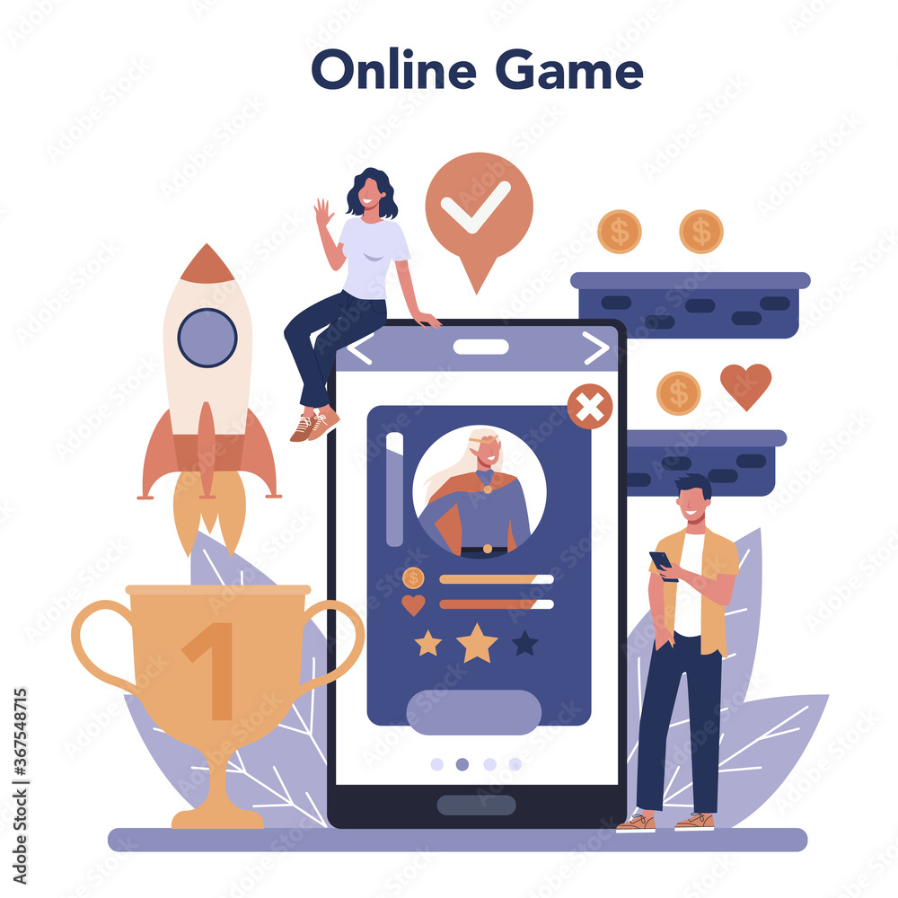 Game development online service or platform set. Creative process Game development online service or platform set. Creative process