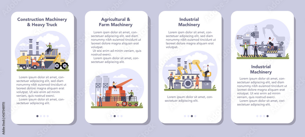 Industrial, construction and agriculture machinery mobile application Industrial, construction and agriculture machinery mobile application