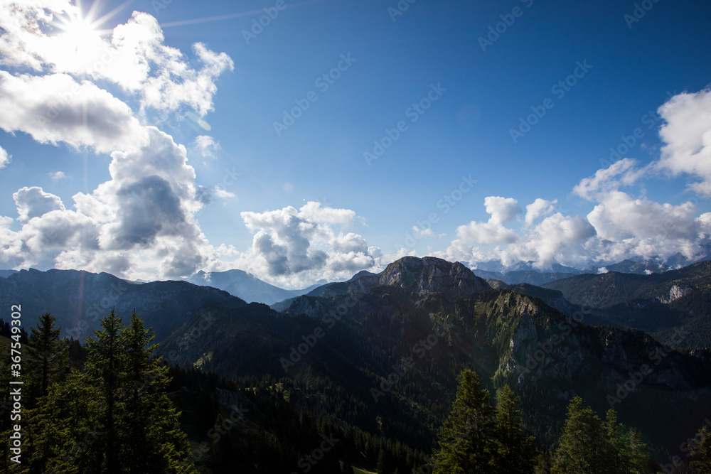 Fototapeta premium Summer sunrise in Bavaria mountains, South Germany. Europe