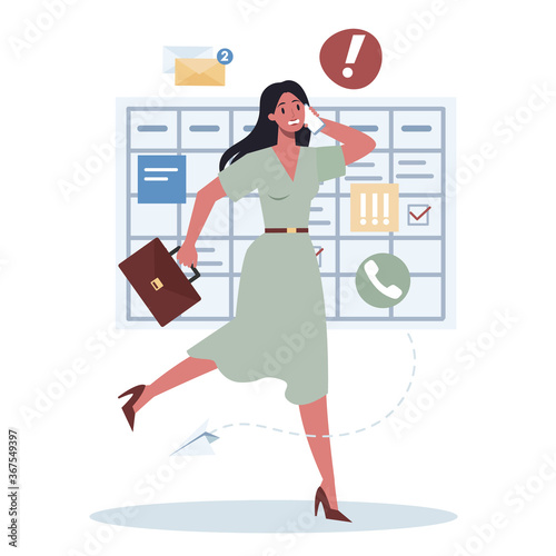 Office character with a lot of work set. Deadline and busy lifestyle