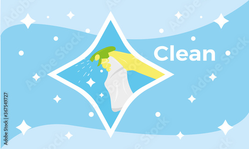 Cleaning service banner. Housework poster. Cleaning products - Vector illustration