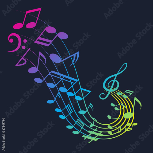 music notes for music background, vector illustration