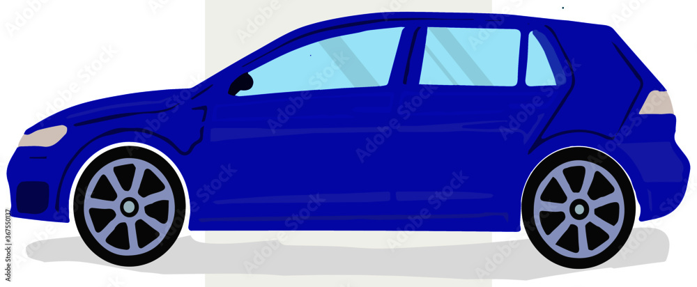 Naklejka premium blue car isolated on white