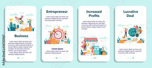 Enterpreneur web banner or landing page set. Idea of lucrative