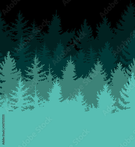 Elegant design pattern with fir trees  vector elements. Forest pattern for invitations  gift wrap  cards  print  textile  fabric  wallpapers  manufacturing. Nature theme. Isolated on black background.