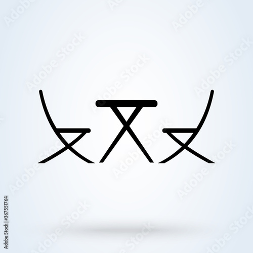 chair table camp. vector Simple modern icon design illustration.