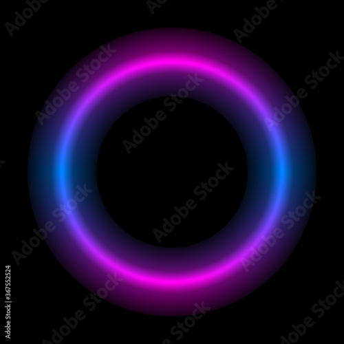 Neon circle, gradient purple blue. Nice soft glow. Frame. Vector illustration.