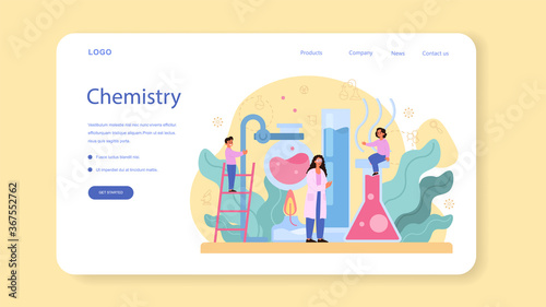 Chemistry studying web banner or landing page. Chemistry lesson