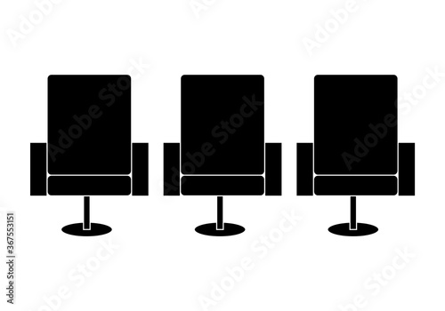 Icono negro de unas butacas de sala de espera.
