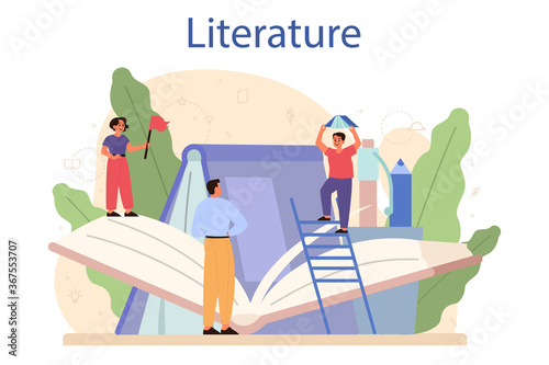 Literature school subject. Webinar, course and lesson. Idea of